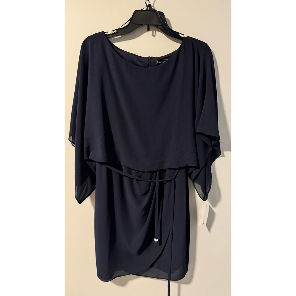 Jessica Howard Women’s Navy Blouson-Sleeve Top — Size 10 — New With Tags
